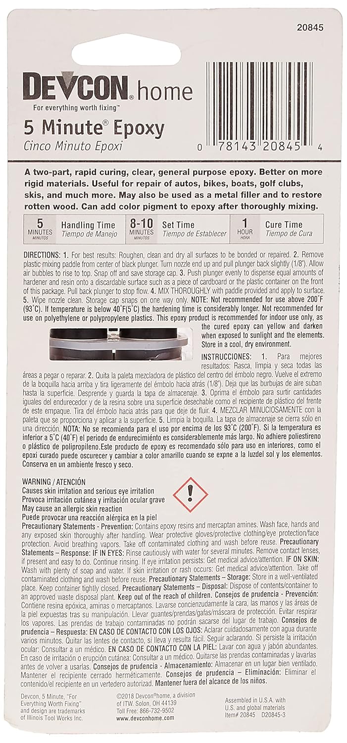 Devcon 20845 High Strength 5 Minute Epoxy Dual Syringe 0.84oz - Image 3