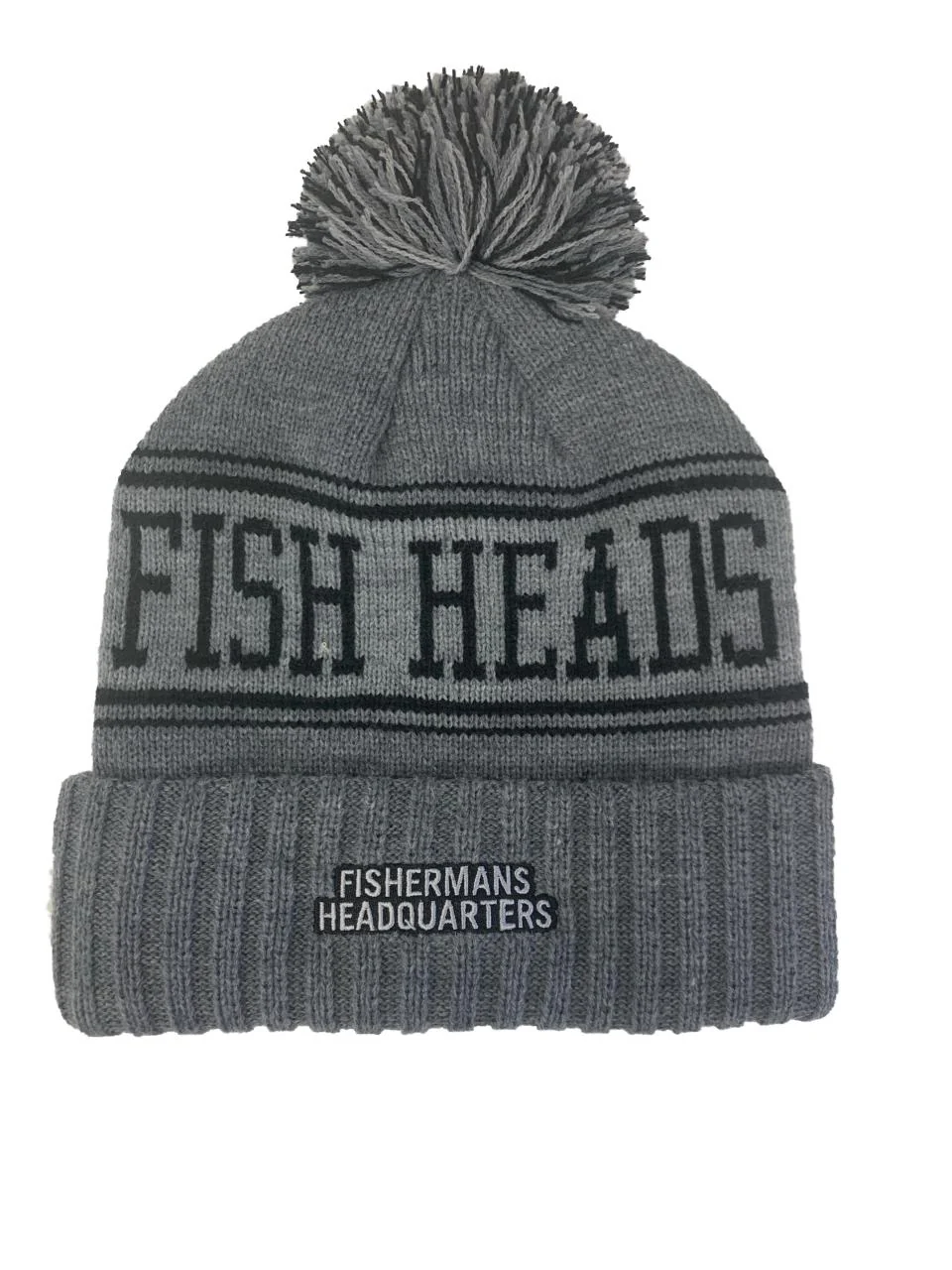 Fish Heads Striper Wave Patch Pom Pom Beanie - Image 4