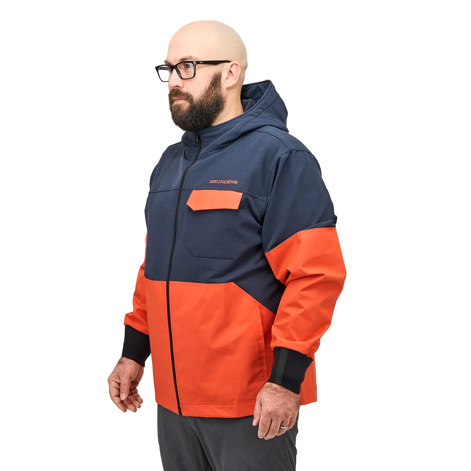 Grundens FishPicking Full Zip Jacket - Navy/Orange - Image 5