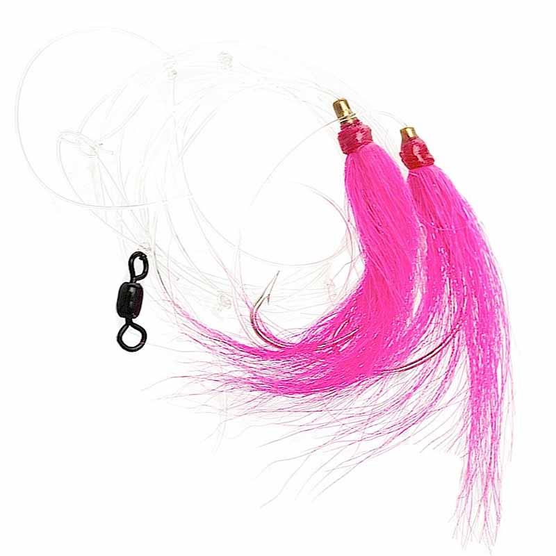 Tsunami TS-4568 Hi-Lo Wide Gap Hook Fluke Rigs with Double Bucktail Teaser - Image 2